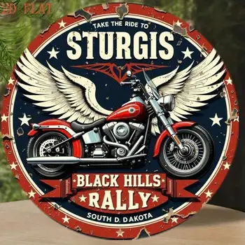 Sturgis Vintage Motorcycle Wall Art 8x8 Inch Metal Sign Rustic Home Decor for Man Cave Bar Garage 1