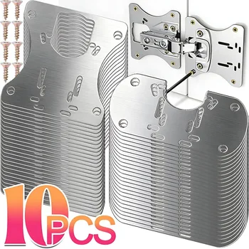 ชุดซ่อมบานพับตู้สแตนเลส 10/2 ชิ้น แผ่นยึดบานพับประตูพร้อมรูสำหรับตู้ครัว เฟอร์นิเจอร์ในบ้าน 1