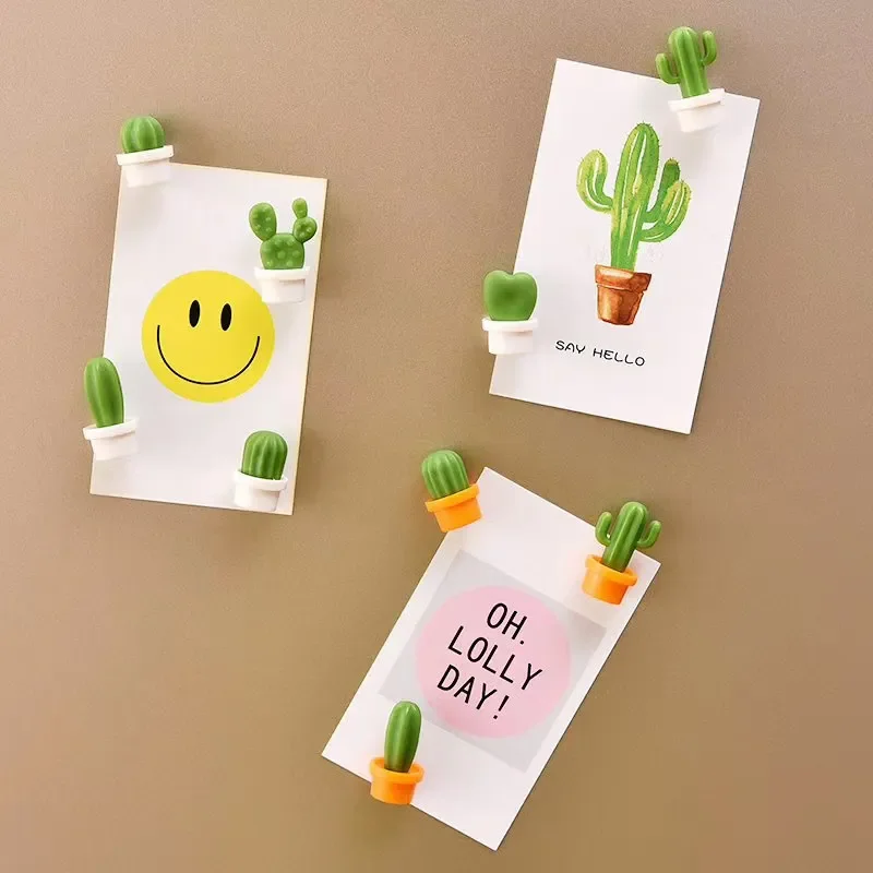 Magnetic Fridge Stickers 6pcs Cactus Fridge Magnet Refrigerator Magnetic Sticker 3D Succulent Plant Message Board Reminder Home Decoration Kitchen
