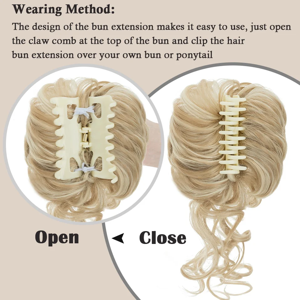 Benehair Synthetic Claw Chignon Women Messy Curly Fluffy Hair Bun Clip In Ponytail Hair Extensions Natural False Hairpieces 65g