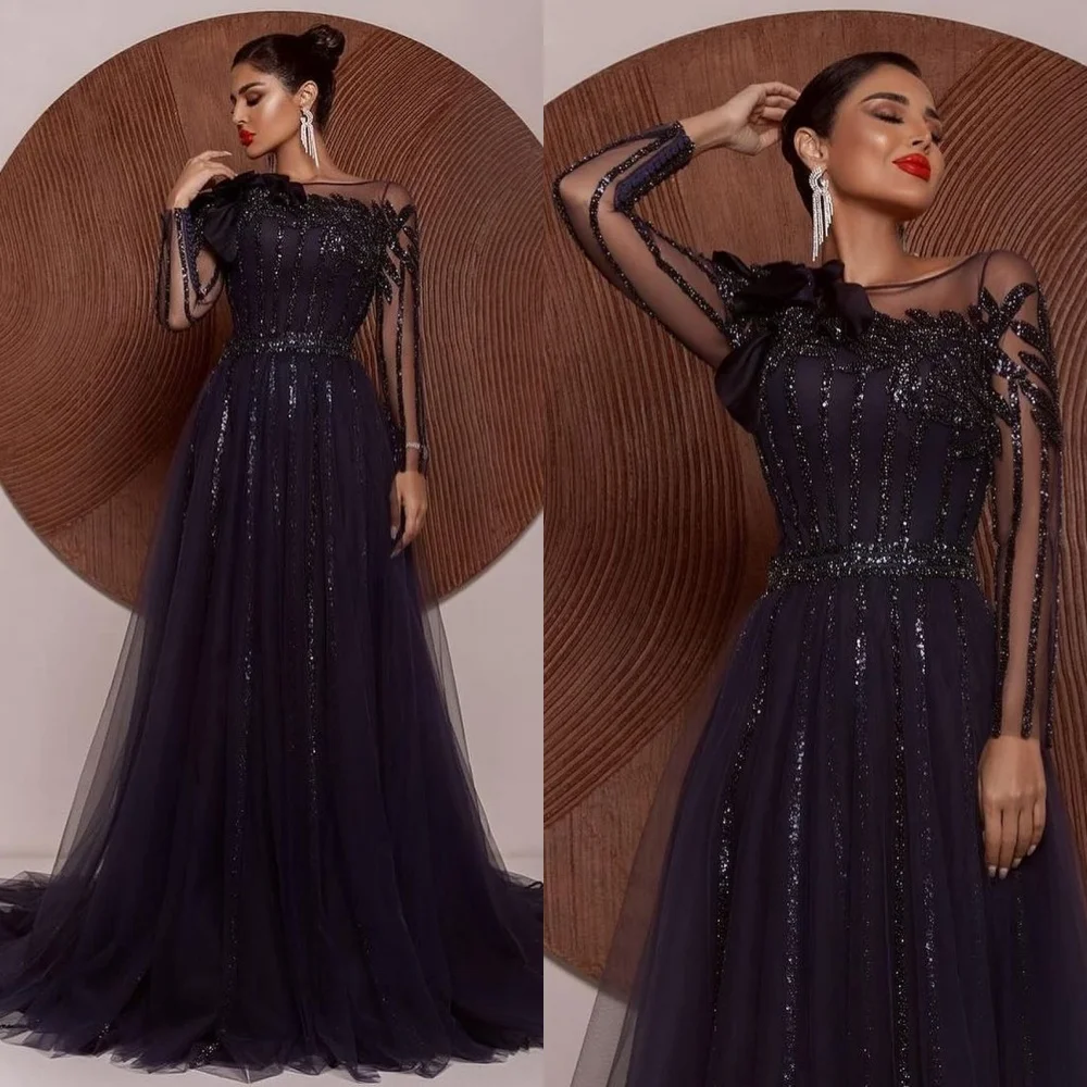 

Yipeisha Exquisite Bateall A-line Floor Length es Sequin Flower Tulle Customized Dresses
