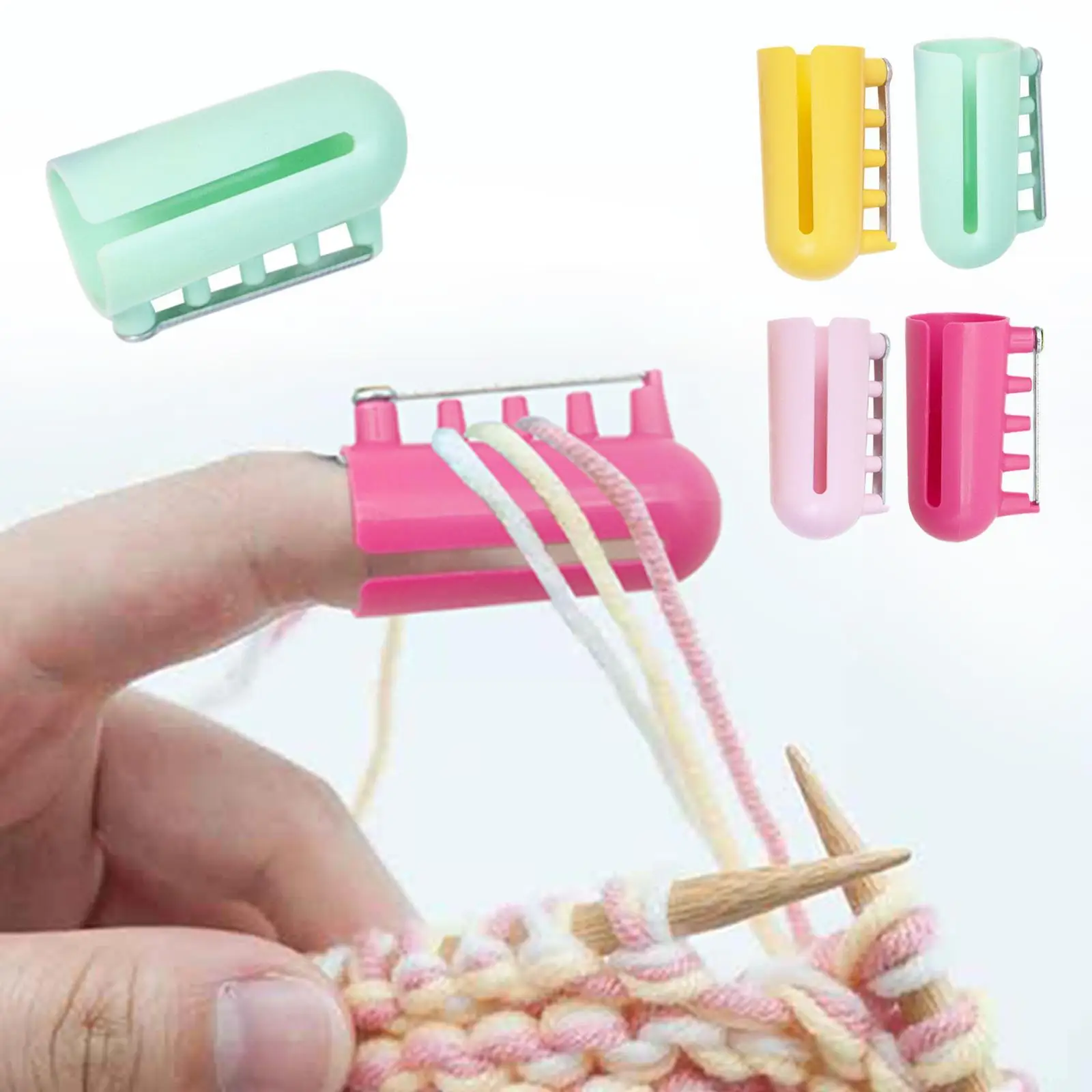 4PCS Hot New Plastic Finger Wear Thimble Knitting Tools Yarn Guide Finger  Holder Finger Splitter Thimble Ring Finger Guide Knitting Loop Crochet Ring