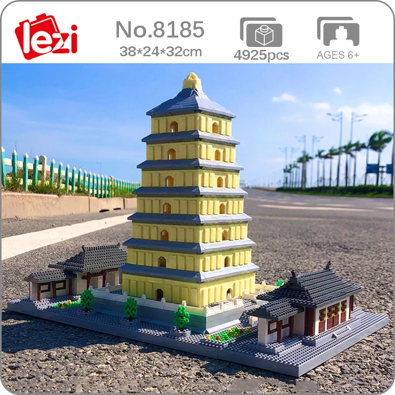 

Lezi8185 World Architecture Building Bricks China Ancient Wild Goose Pagoda Tower Mini Diamond Blocks Toys for Children's Gifts