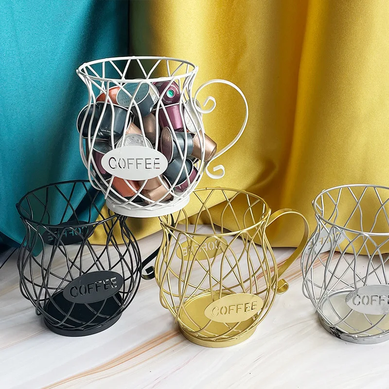 Cestino Portaoggetti Per Capsule Di Caffè Cestino Portaoggetti Per Cialde In Metallo Di Grande Capacità K Cup Nespresso Vertuo Per Bancone
