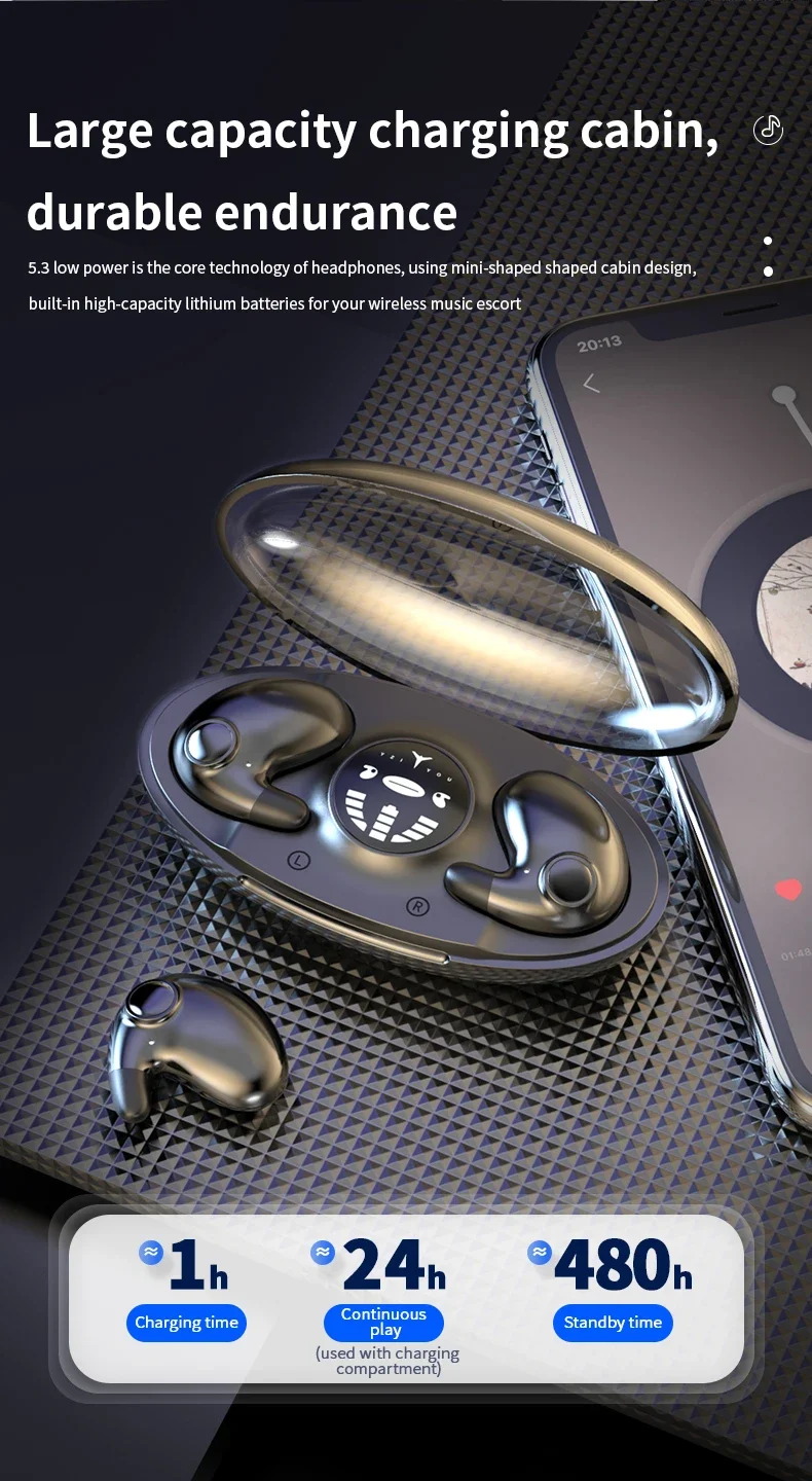 Invisible Wireless Bluetooth Headphones With Microphone Waterproof_voghion.com