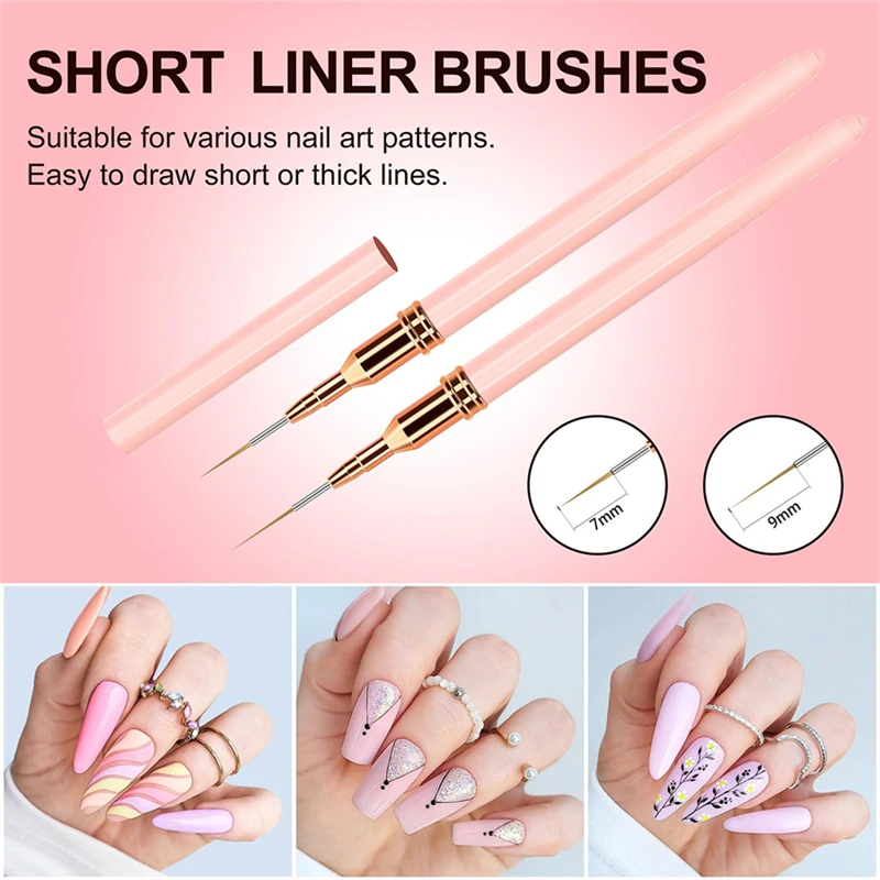 5 Pieces Set Liner Brush for Nail Art Painting,Fine Liner Brushes for Nails,Liner Nail Brush Set for Acrylic 4