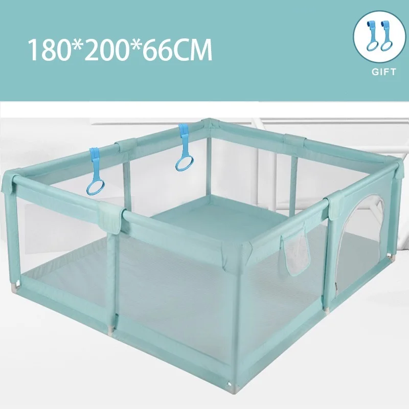 IMBABY Large Baby Playground Park Children's Ball Pool Guardrail Baby Fence Single And Double Door Green Fence 150x180cm