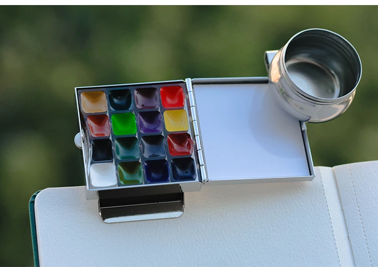 Portable Mini Empty 10/16 Grid Watercolor Box Watercolor Palette Travel Painting Sketch Moisturizing Box Paint Box Art Supplies