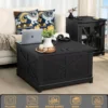 Farmhouse Coffee Table with Hidden Storage Organizer, Black Square Large Center TableHinged Lift Top for Home, Office 6