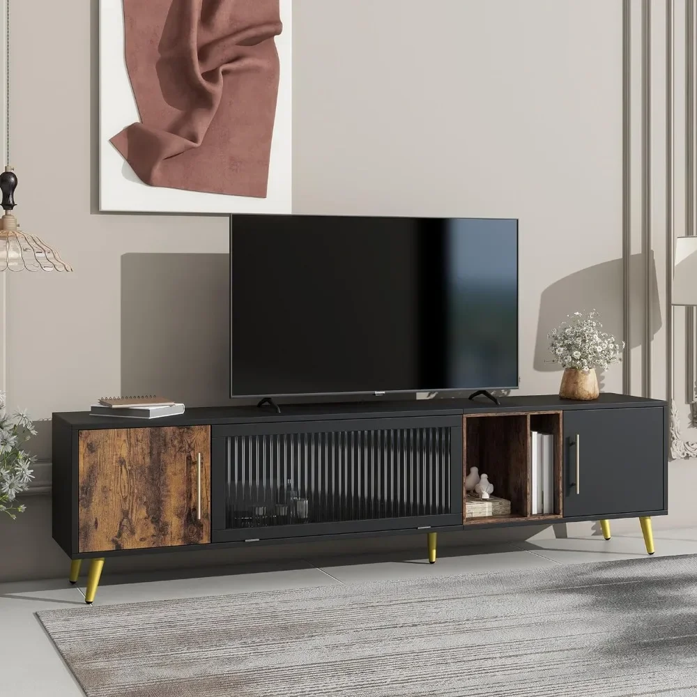 Double -color Media Console Tv Stand Living Room Furniture Suitable for the Maximum 80 -inch TV Divisionable Compartment Cabinet