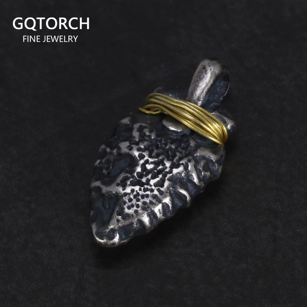 925 Sterling Silver Viking Spearhead Pendant for Men and Women Handcrafted Wrapped Brass Wire Charm Accessories Making Jewelry