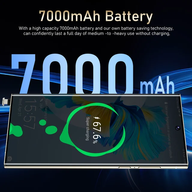 SmartPhone S24 Ultra 7.3HD Android13 Mobile Phone Unlocked 5G Dual Sim 7000mAh Teléfono 16GB+1TB Cellphones 50MP+108MP Celulares 5