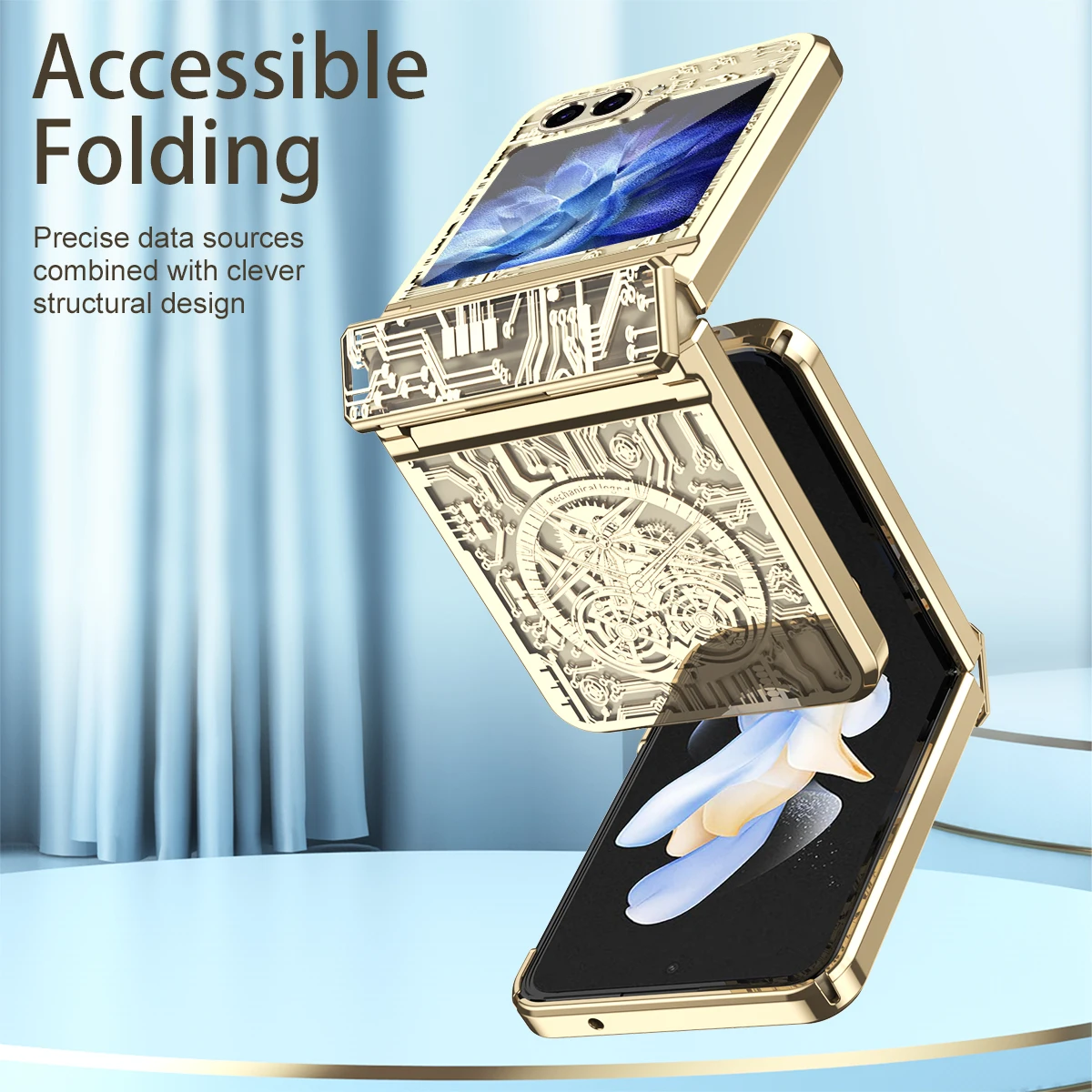 Coque de téléphone électrolytique pour Samsung Galaxy Z Flip 6 5 4 3 Flip6 Flip5 Flip4 Flip3 Protection de charnière Couverture transparente anti-chute_voghion.com
