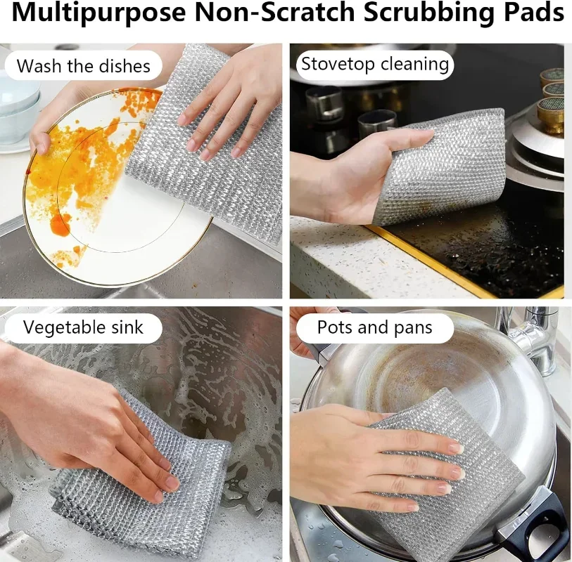 Cleaning Cloth 20/1pcs Magic Thickened Double -sided Metal Steel Wire Rags Kitchen Dish Pot Washdishing Cloths Towel Clean Tools