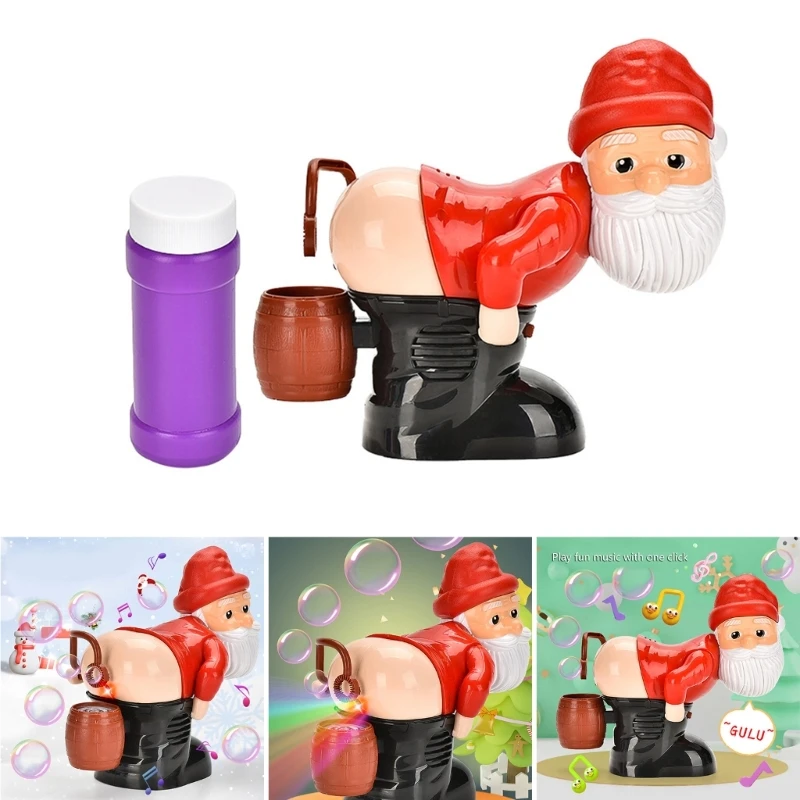 

Christmas Bubble Maker Toy for Kids Novelty Bubble Blowing Santa Toy with Music Flashing Light Seasonal Party Desk Decor