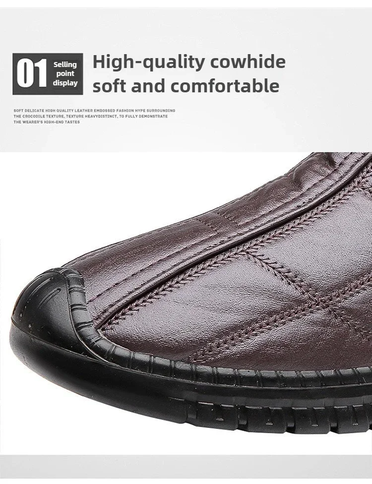 Winter Men's Boots Thick and Warm Outdoor Soft Soled Comfortable and Waterproof Walking Men's Boots Oversized Men's Work Shoes
