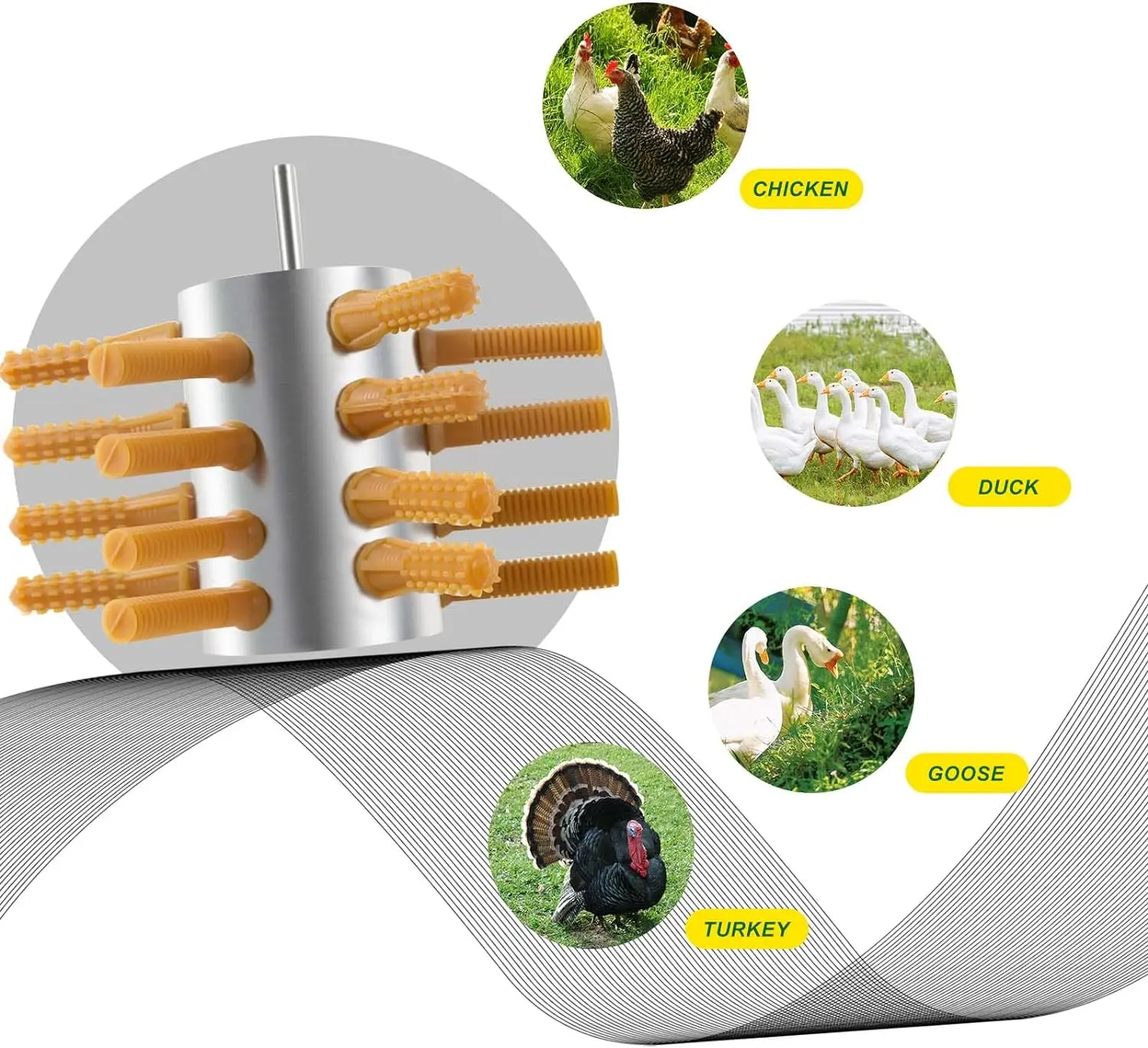 Chicken Plucker Drill Attachments 24 Soft Fingers Stainless Steel Chicken Plucker Drill Poultry for Duck Turkey