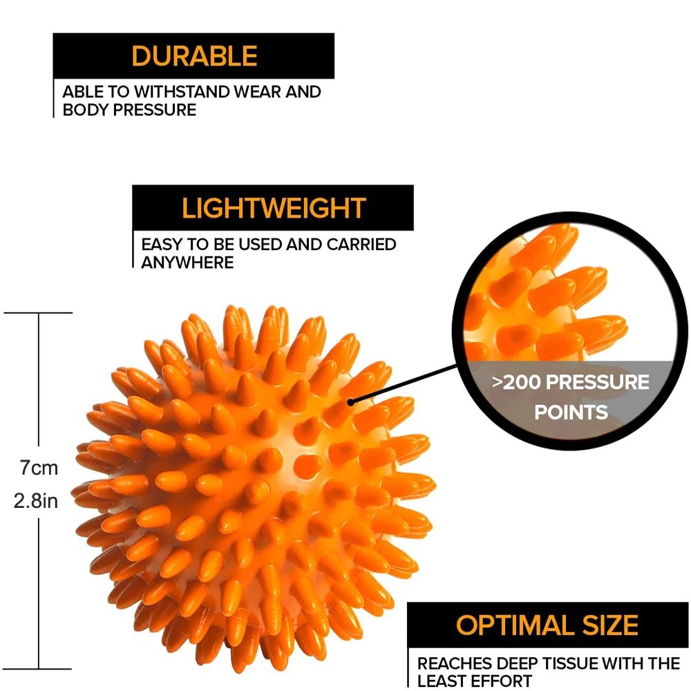 1Pcs BOTQTOW Spiky Massage Ball Physical Therapy Massage Balls Hard Lacrosse Ball & Spiky Ball for Myofascial Release