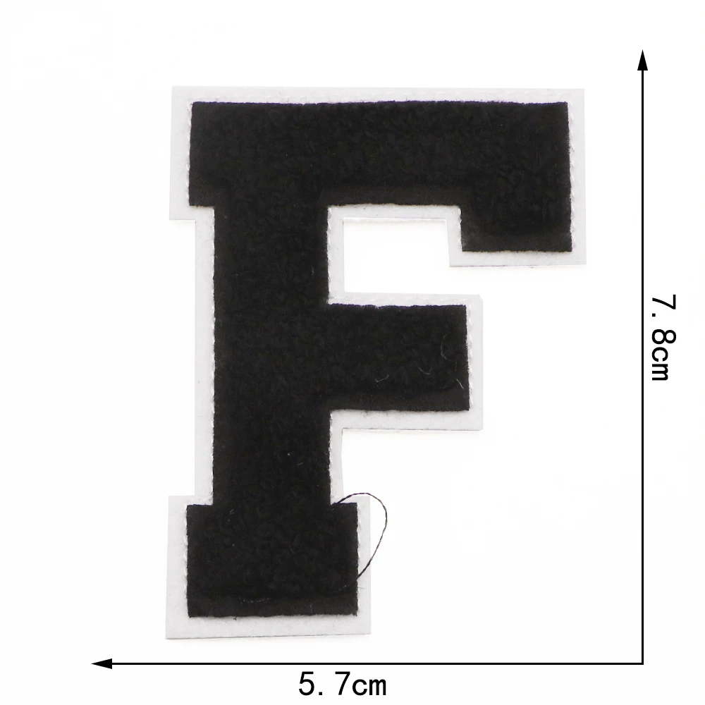 1PC Schwarz 3,07'H Buchstaben Chenille Buchstaben Patches Eisen auf Patches Für Kleidung Gestickte Patches Für Letterman Jacken Jeans – Detail 8