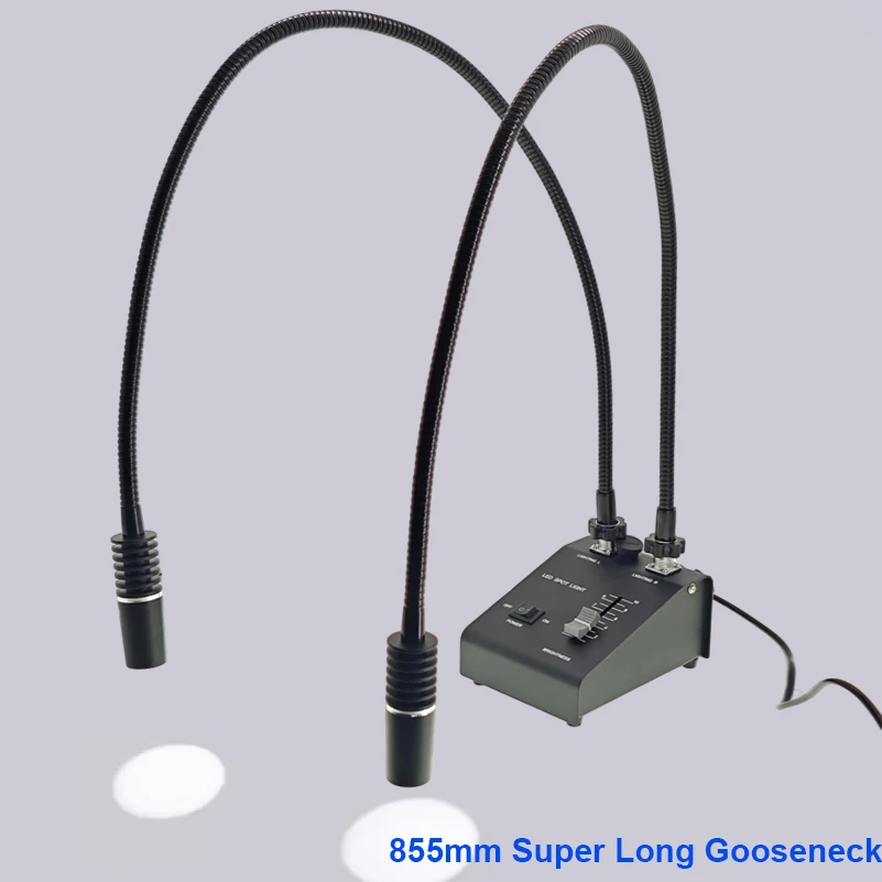 Lapsun 6W 6500K 855mm 확장 튜브 듀얼 LED 구즈넥 라이트 일루미네이터 램프 현미경 카메라용 편광 렌즈 반사 방지