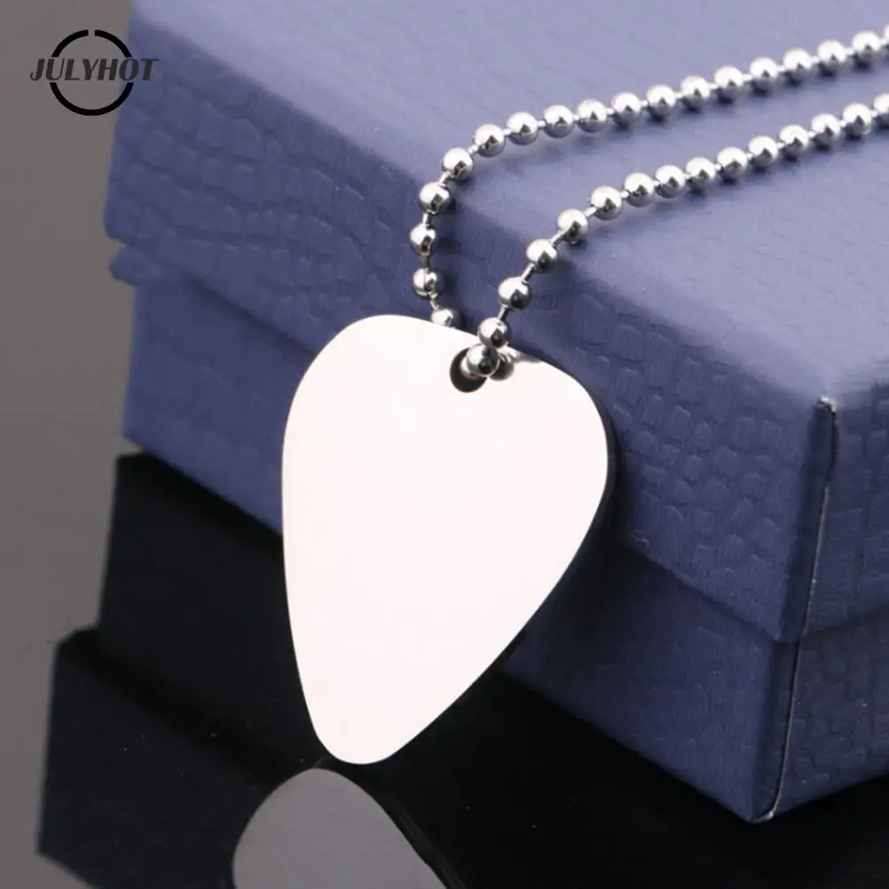1pc Stainless Steel Guitar Pick Guitar Pick Pendant Necklaces With Chain Women Men Jewelry Gifts Instrument Acessories