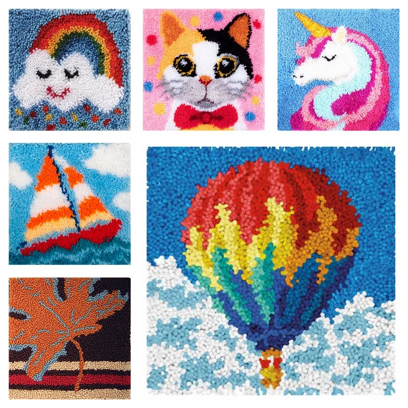

Latch Hook Rug Canvas Knoopkussen Dieren Carpet Embroidery Crocheting Cross Stitch Latch Hook Kits Knitted Fomiaran Needlework