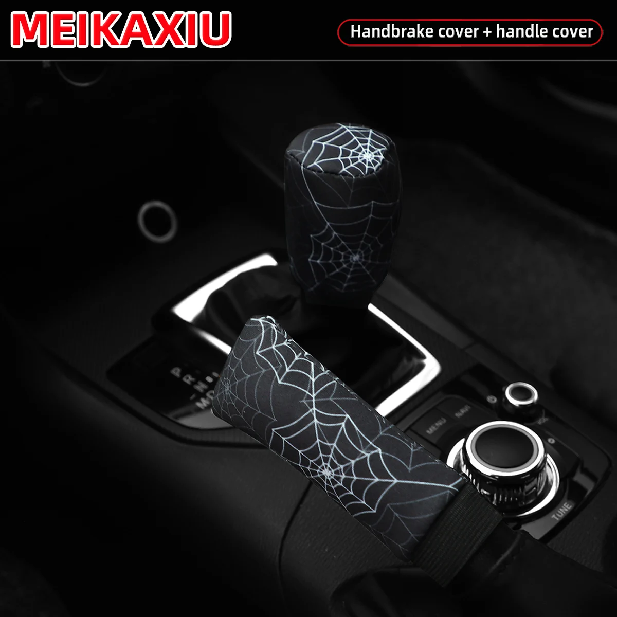 Car handbrake cover set 2 piece set flower footprints chrysanthemum panda spider web Christmas fabric print 14 patterns