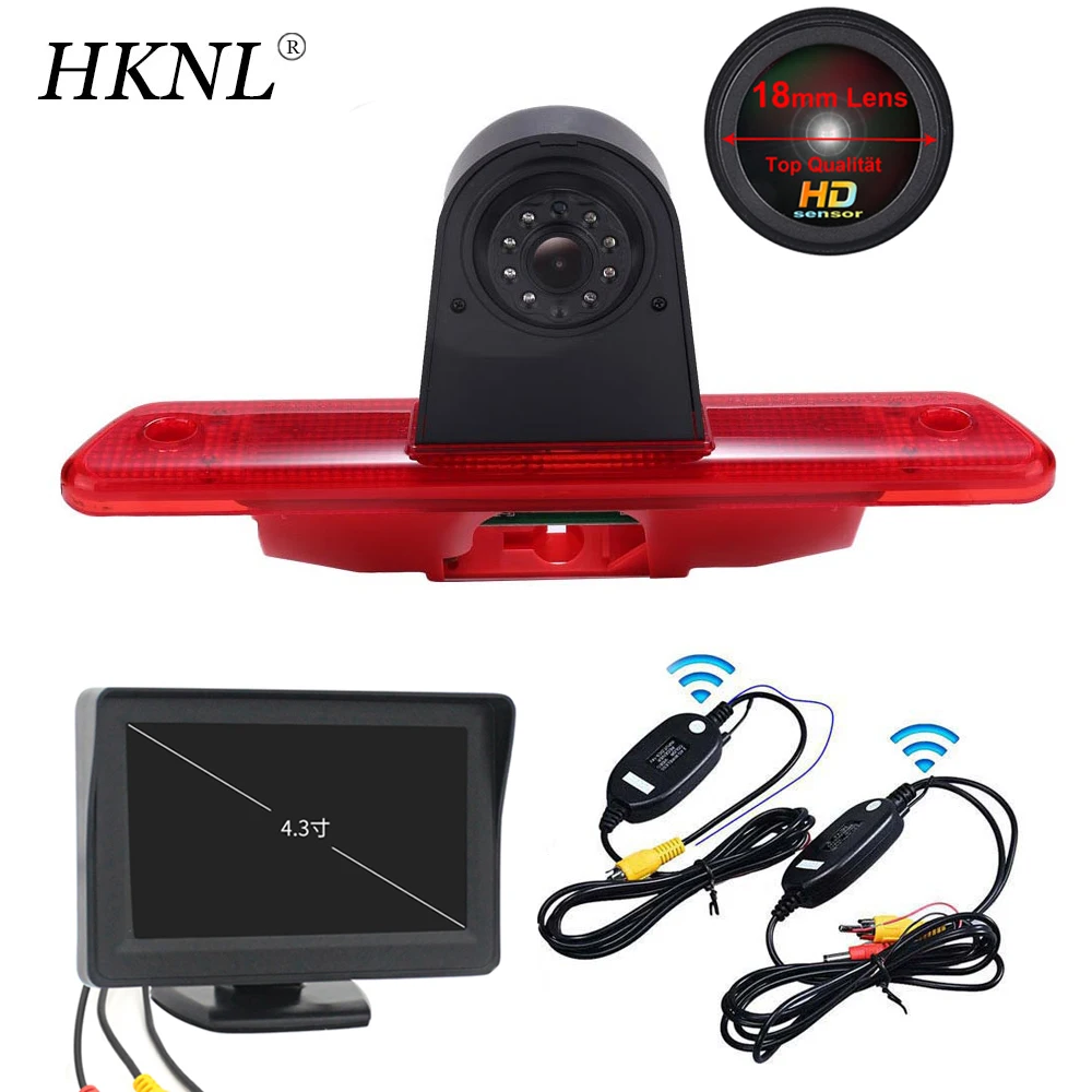 

HKNL HD lens CCD Car Reverse Camera+4.3"Monitor+2.4GHZ Wireless For Toyota Proace Fiat Scudo Peugeot Expert Rot Brake Light vans