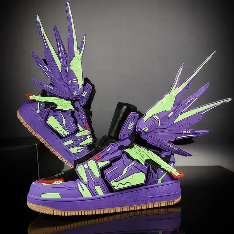 2024 Men Casual Sneakers Branded First Machine Anime High Top Shoe Board Shoes 3D Three-dimensional Deformation Mecha Shoes 4