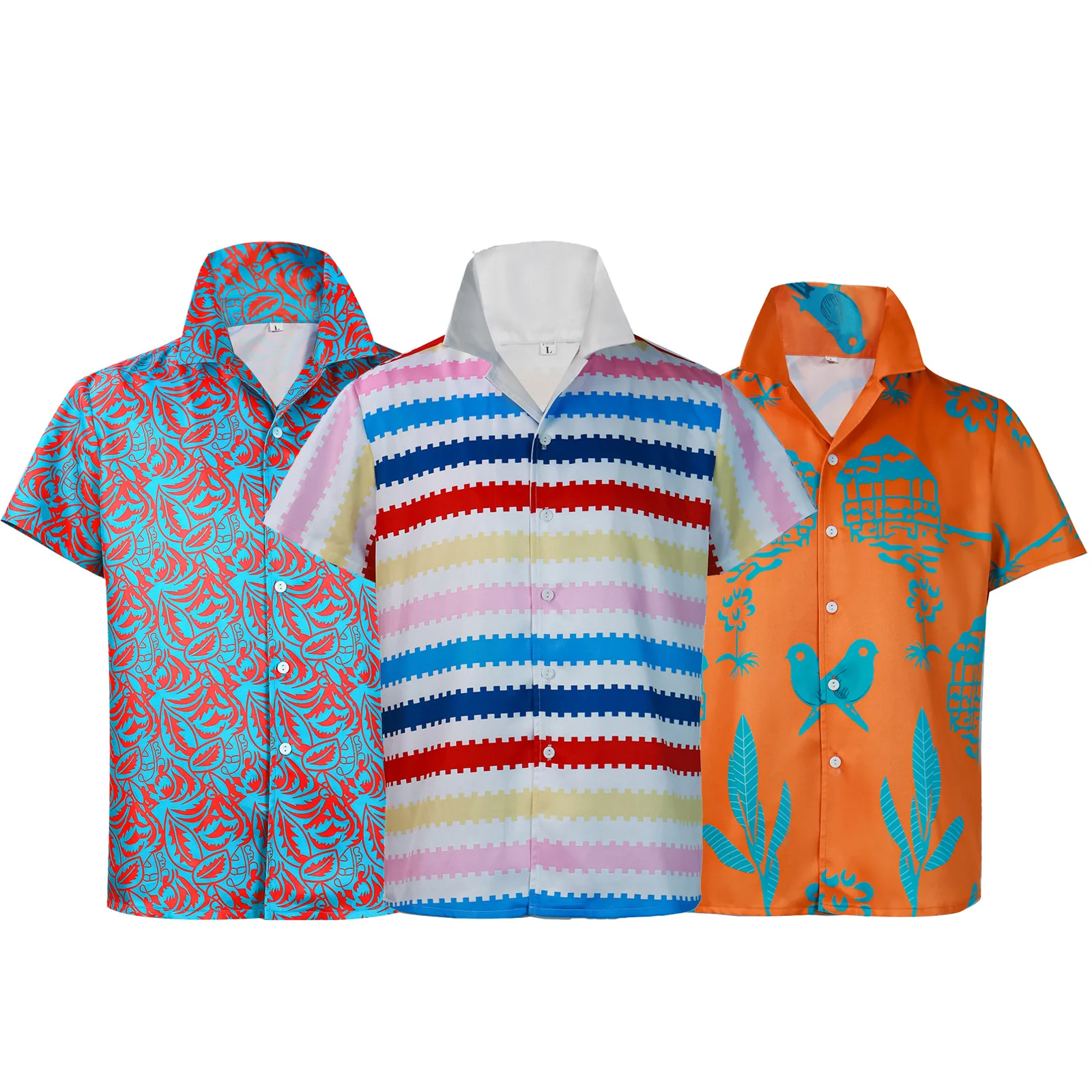 

Movie Character Ken Adult Men Summer Streak Printed Color Beach Hawaiian Party Short-sleeved Shirt Cardigan Cosplay Costume