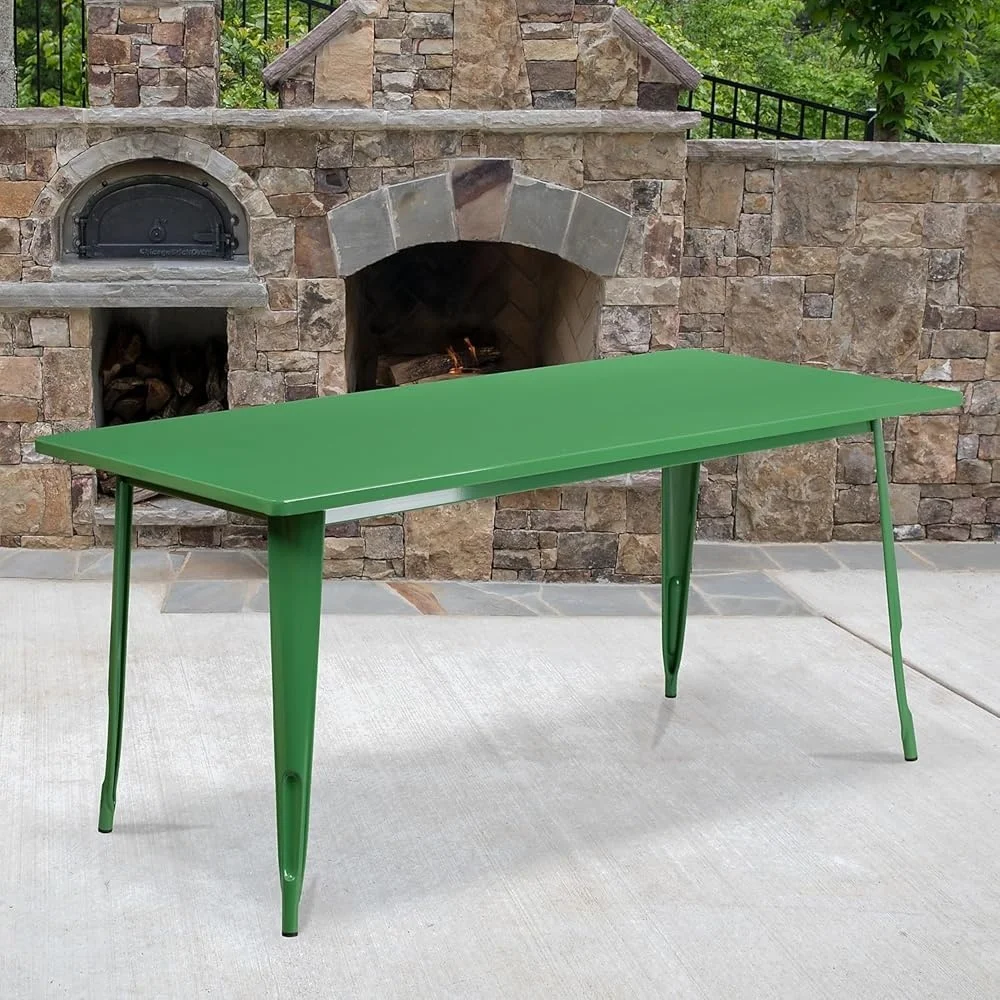 Indoor Outdoor Commercial Grade Rectangular Metal Table Durable Bistro Table Smooth Top Home and Business Use 3