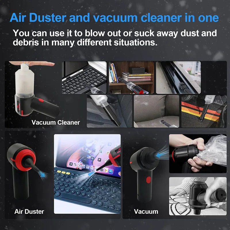 3in1 Computer Vacuum, Compressed Air Duster Blower, Portable Handheld