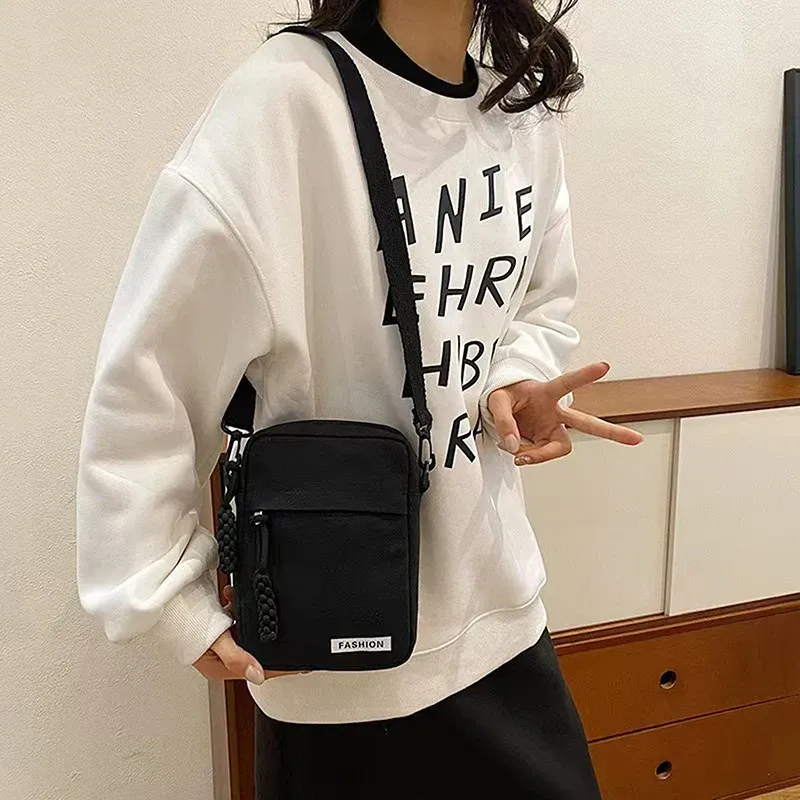 Women's Multi-functional Canvas Crossbody Bag Fashionable Mini Casual Sports Shoulder Bag for Students