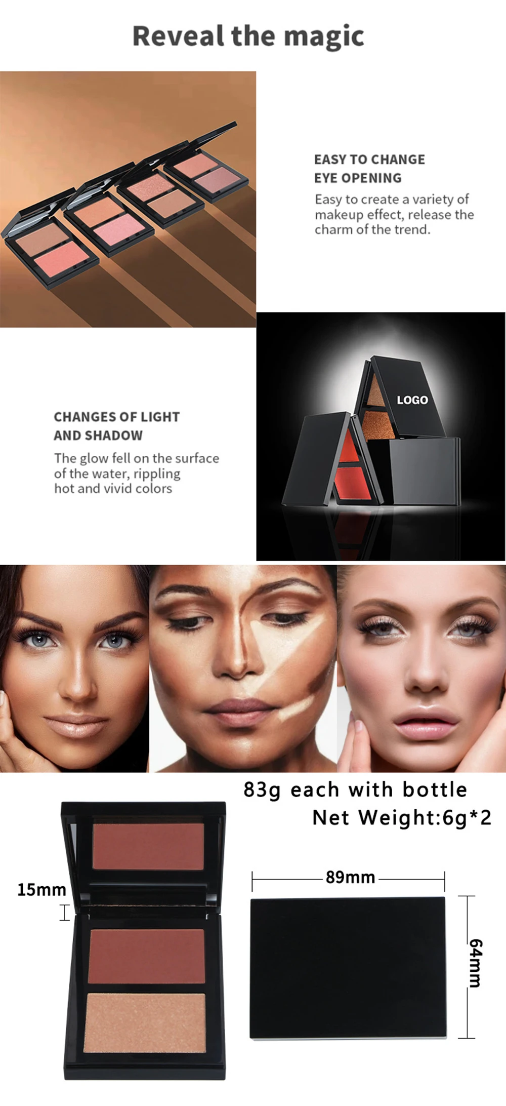 Contouring Powder Palette 14 Colour Custom Blush And Highlighter_voghion.com