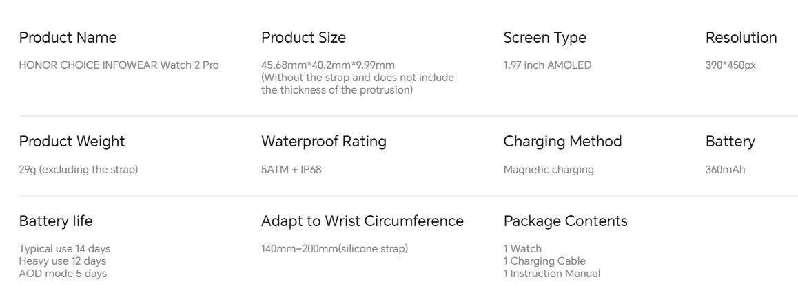 HONOR CHOICE Watch 2 Pro, Globale Version Smartwatch, 1,97-Zoll AMOLED-Bildschirm mit Schmalem Rahmen, HONOR CHOICE INFOWEAR Watch 2 Pro – Detail 18
