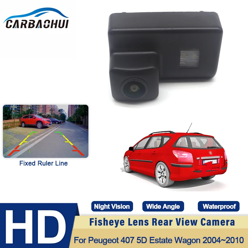 

Rear View camerae HD CCD Backup Parking Camera Night Vision For Peugeot 407 5D Estate Wagon 2004 2005 2006 2007 2008 2009 2010