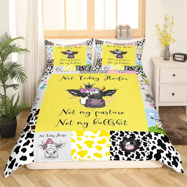 Juego De Edredón Con Patrón De Piel De Vaca, Decoración Rústica, Tamaño