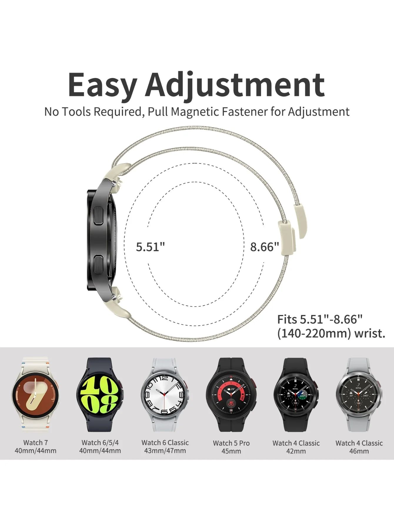 Versatile 20mm Adjustable Nylon Elastic Smartwatch Strap