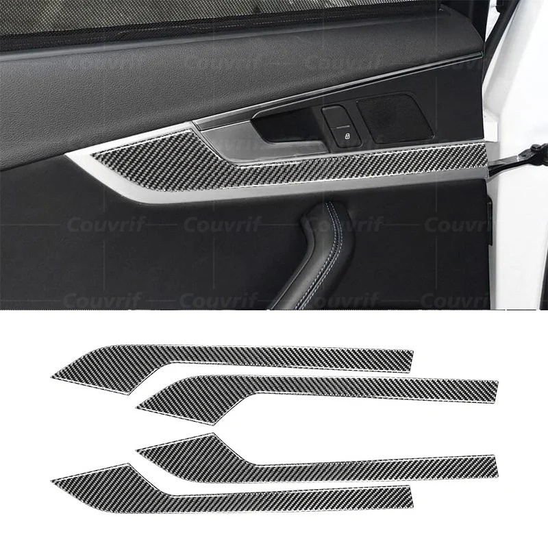 

Carbon Fiber Car Cover door panel trim stickers Decoration Sticker Decal Cover For Audi A4 B9 A5 F5 2017-2020 Auto Accessories