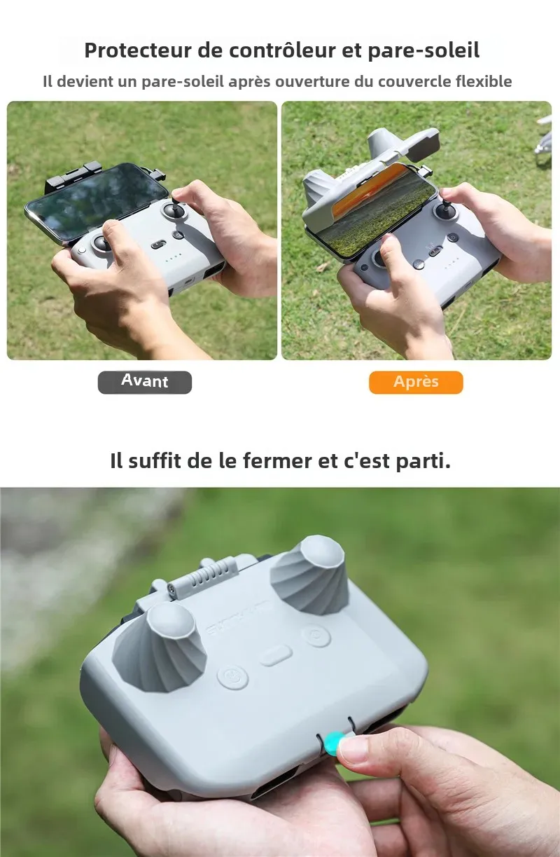 Détail du clip de fixation de la Housse de Protection Solaire 2-en-1 pour Télécommande DJI RC N1/N2/N3/N1C.