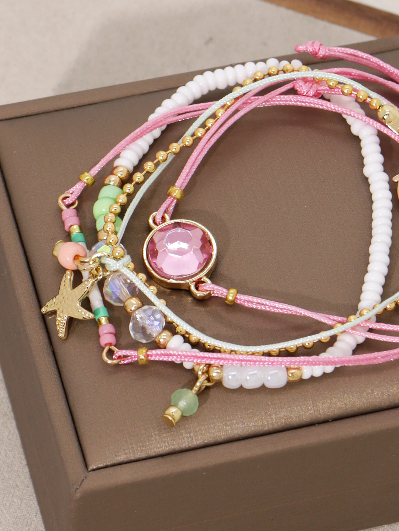 Fashionable Women Bracelet Set Colorful Bead Faux Handmade Gift