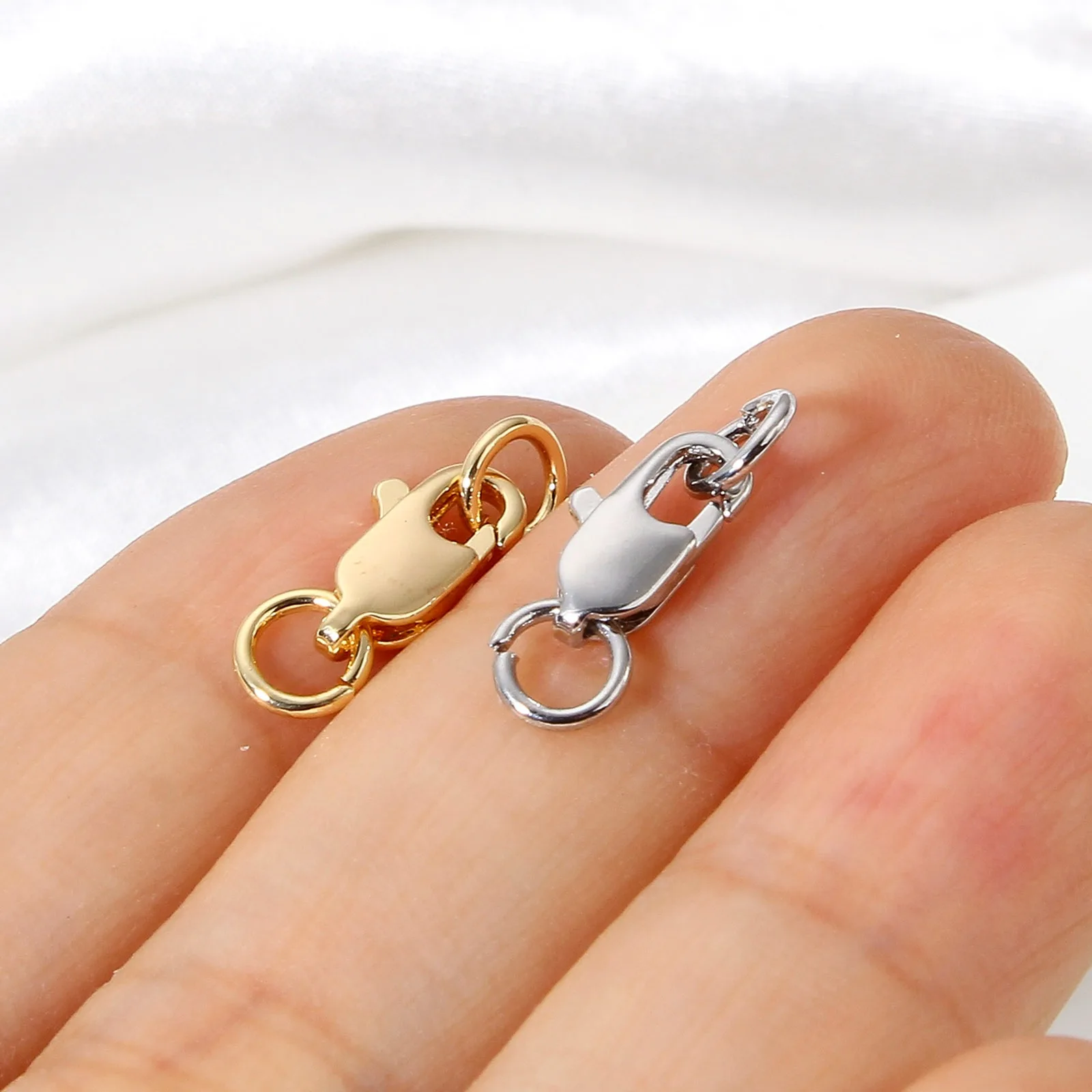 5 Stück Kupfer Hummer Verschlüsse Haken Anschlüsse mit offenem Bieger ing für Schmuck herstellung DIY Armband Halskette Handwerk Ergebnisse 17*5,5mm – Detail 4