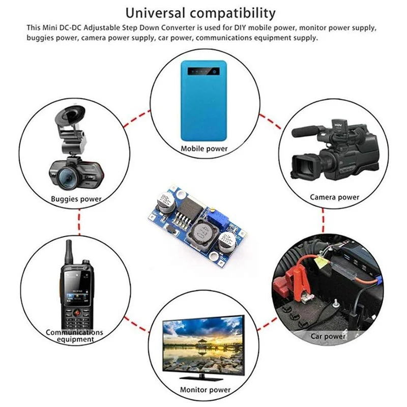 LM2596 DC-DC 벅 컨버터, 조절식 스텝 다운 전압 조정기, 3-40V 1.5-35V 전원 전압 감속기 변압기 모듈, 6 개