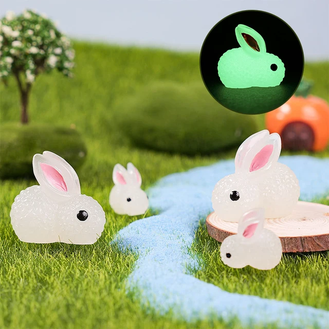 10/5 db Fényes Nyúl Gyanta Mikrolandscape Miniatiti Kreatív Állatok Dísz Ragyogás Sötét Kerti Szobor Kiegészítőkben