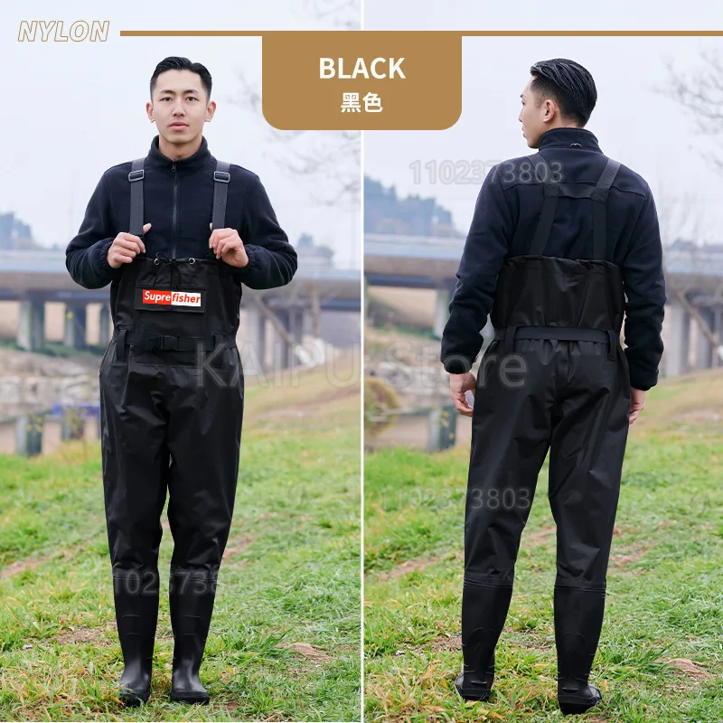 Half-body breathable water pants waterproof ultra-light army green one-piece wear-resistant water pants rain shoes wading