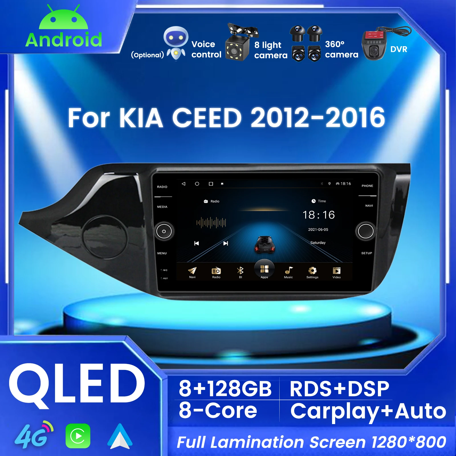 Ekran QLED inteligentny System Android dla KIA CEED JD 20122016
