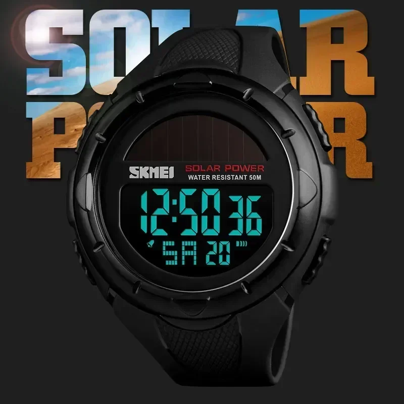 SKMEI 1405 Sport Digital Mens Wristwatches Solar For Power Enviormentally Alarm Male Clock reloj hombre Men Luminous Watches 2