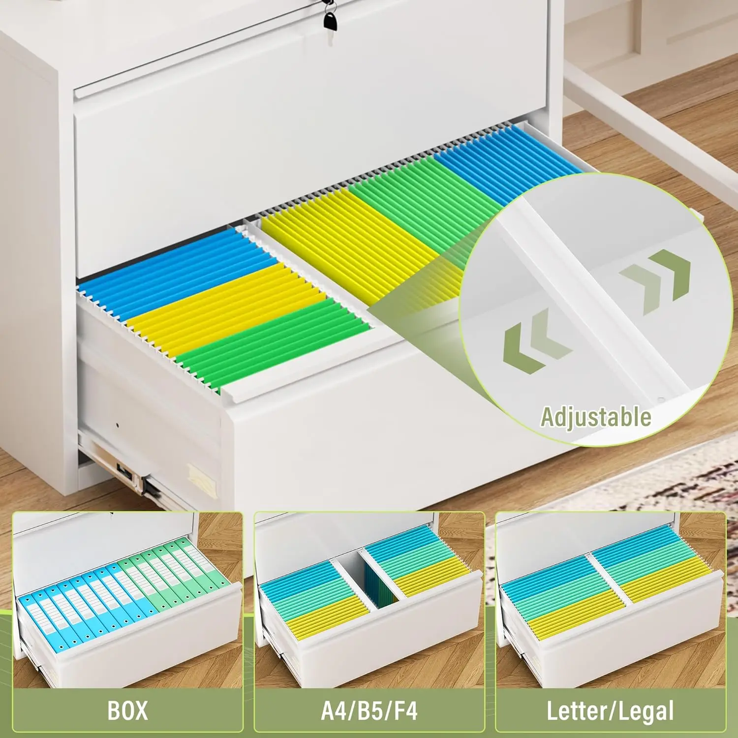 Lateral File Cabinet with 2 Drawers, 28" W Metal Lockable Office File Cabinets for Home Office- Stores Letter/Legal/A4/F4 Files