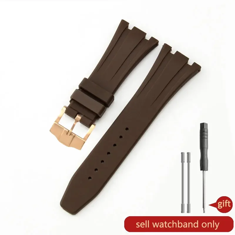 thumbnail image 1 of Correa de reloj de repuesto con hebilla plegable de acero macizo para reloj Ap Royal Oak Offshore Silicone 27 28 mm original 15400/26470/15703, 1 of 5