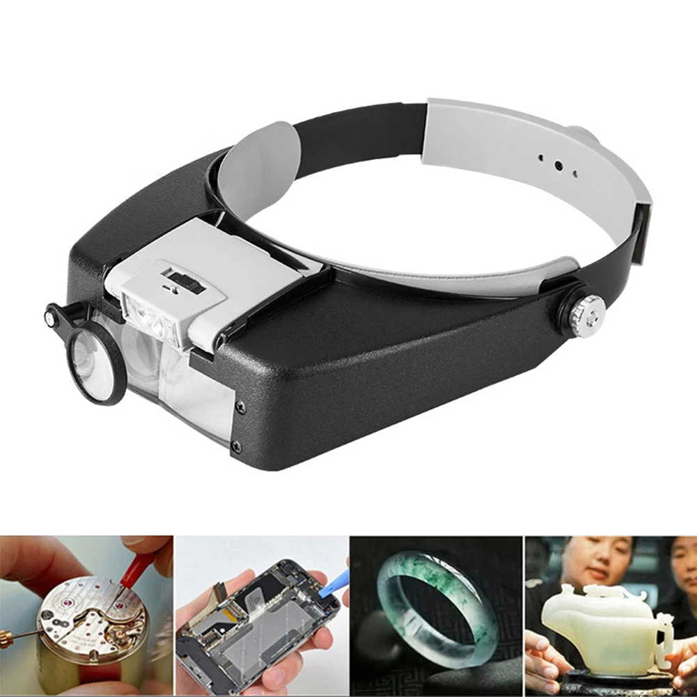 10XHeadbandMagnifierIlluminatedAdjustableLoupeforWatchmaker